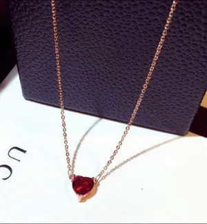 14K Rose Gold Plated Crystal Love Heart Pendant Necklace for Women thumbnail 2