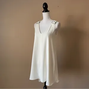AMANDA UPRICHARD | Cream V-neck A-line Mini Dress Sz S thumbnail 4