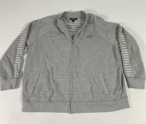 Lauren Ralph Lauren Jacket Womens‎ 2X Gray Full Zip Knit Striped Sleeve Logo thumbnail 1