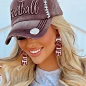 Hippie by JolliMolli Football LOVE Beaded Earrings Womens‎ OS Red White Gameday thumbnail 2