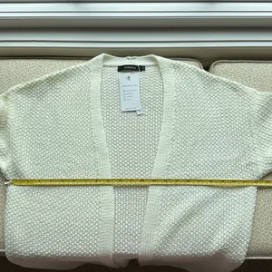 NWT Merokeety Long Cream Open Cardigan Sweater with puff sleeves, size S thumbnail 8