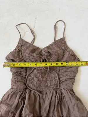 Free People Endless Summer Day Glow One Piece Smocked cutouts Jumpsuit Taupe M thumbnail 7