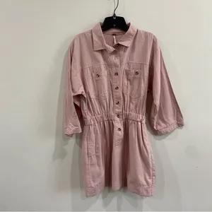 Free People Hazel Pink Shirt Dress Cotton‎ Blend Button Front XS Boho Chic thumbnail 3
