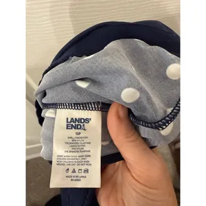 NWOT Lands End Blouson Tummy Hiding Tankini Top in Deep Sea Polka Dot, 12P thumbnail 6
