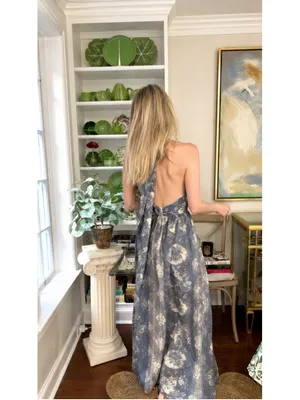 Tuckernuck Provence Hills Marcie Halter Linen Blend Maxi Dress Pockets Feminine thumbnail 6