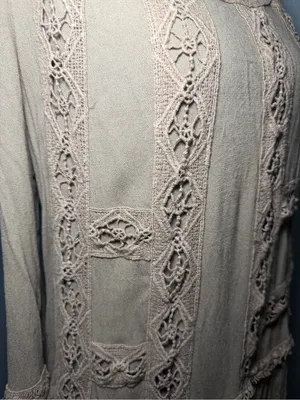 Monroe LTD Boho Peasant Crochet Festival Mini Dress Tunic Small. thumbnail 3