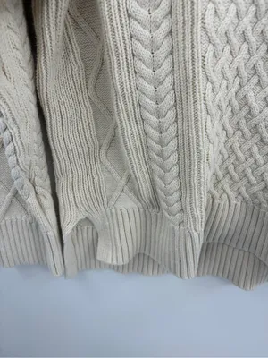 J.Crew swingy cable knit cream cotton mockneck sweater women’s XS fisherman thumbnail 4