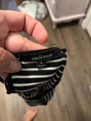 Ambiance Monochrome Striped Tank Top with Lace Up Back, Sz L thumbnail 4