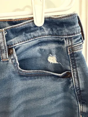 American Eagle Mom Jeans 16 Long High Rise Distressed Stretch‎ Denim thumbnail 4