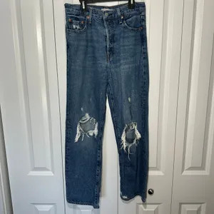 Levis Ribcage Straight Ankle Jeans Womens 29 Blue Distressed High Rise Capsule thumbnail 2