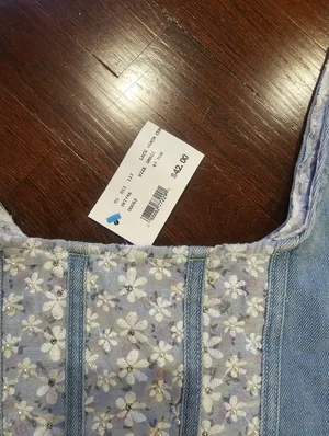 Vanilla Sky Light Blue Floral Patchwork Cropped Tank thumbnail 4
