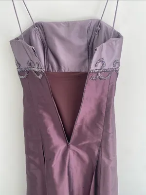 Marisa Baratelli Thai Silk Beaded Gown Spagetti Straps/Strapless Plum Mauve 2 thumbnail 6