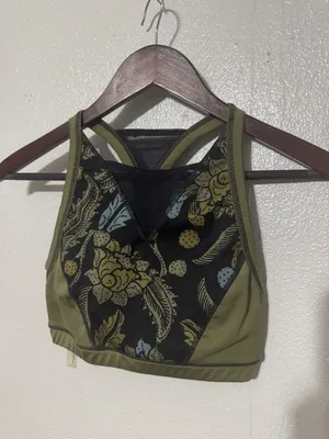 Free People Movement Vida Printed Sports Bra Jungle Floral Mesh Green Black XS thumbnail 5