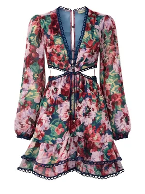 NWT SHOWPO Karmella Floral Cutout Mini Dress Romantic Summer Dress Size 4 thumbnail 1