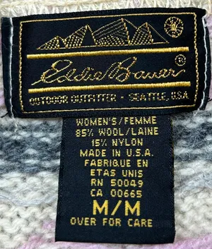 Eddie Bauer Vintage Fair Isle Nordic Floral Country Sweater Granny Wool Size M thumbnail 2