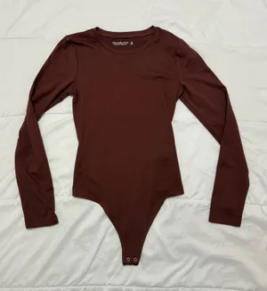 Abercrombie Soft A&F Brown Bodysuit Long Sleeve XS thumbnail 1