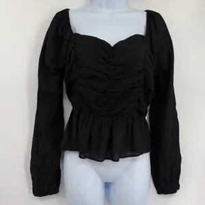 Newbury Kustom Witchy Milkmaid Top Sz L Coquette Noir Peplum Fairy Grunge Smock thumbnail 2