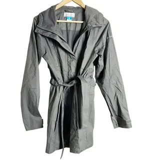 Columbia Pardon My Trench Gray Belted Hooded Windbreaker Rain Jacket Size S thumbnail 1