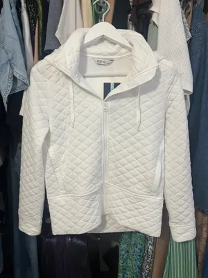 DSG white quilted zip up jacket with hood thumbnail 1