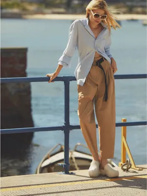 EXQUISE for ANTHROPOLOGIE Barrel Leg Chino Pants in Cedar size XS thumbnail 12