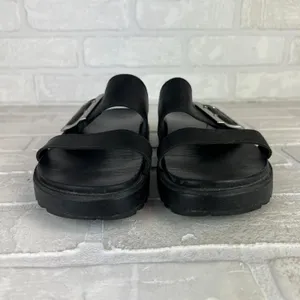 SOREL Roaming Buckle Sandals Womens 7.5 Black Platform Double Strap Slip On thumbnail 7