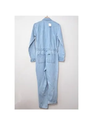NWT Free People x Lee Union-Alls Coverall Denim Jumpsuit S Sky Blues Stripe thumbnail 11