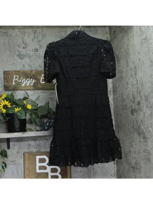NWT Aqua Womens Floral Lace Mock Neck Mini Dress IDM11073 Black S thumbnail 3