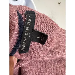 Banana Republic Size L‎ Rose Pink Heathered Cotton Blend Crewneck Sweater Raglan thumbnail 5