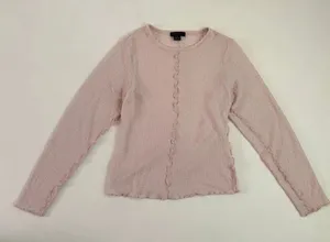 Sanctuary Pink Textured Long Sleeve Top Women’s XL Lettuce Hem Ruffle Edge thumbnail 1