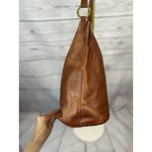 Madewell Leather Zip Top Bucket Tote Bag Brown Shoulder Bag thumbnail 4