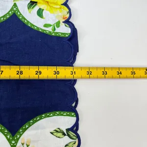 NWOT Farm Rio Linen Blend Blue Scalloped Floral Garden Mini Dress Size XXS/W38 thumbnail 11