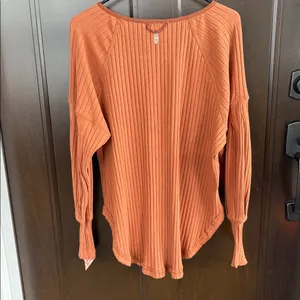 NWT Free People Movement Bella Layer Ribbed Henley Top Spiced Copper Generous XS thumbnail 12