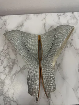 Stuart Weitzman Annaform Size 8 Silver Formal Wedge Pump Heels thumbnail 8