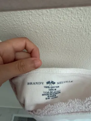Brandy Melville White Camisole Ribbed V-Neck thumbnail 2
