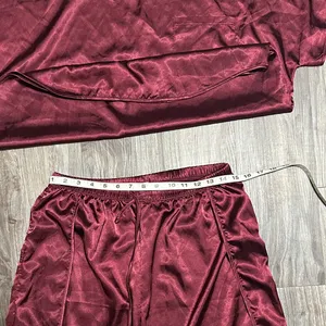 BB Dakota ,wine Red Satin Pajama Set – Silky 2-Piece Sleepwear. thumbnail 4