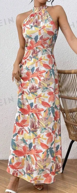 SheIn Frenchy Fashionable Printed Halterneck Dress thumbnail 3