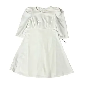 CALVIN KLEIN White Dress Puff Sleeve High Waist Lined Scuba Crepe Size 8 thumbnail 4
