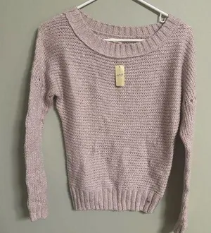 Aerie Size XS Soft Pink Lightweight Loose Knit Sweater Crew Neck New thumbnail 1