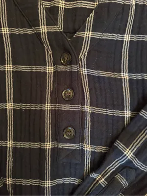 Madewell Lightspun Evert Women's Top Black Size L Windowpane Plaid Button Front thumbnail 4