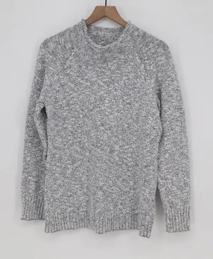 L.L.Bean Sweater Mens M Blue Marled Cotton Mock Neck Raglan Excellent thumbnail 1