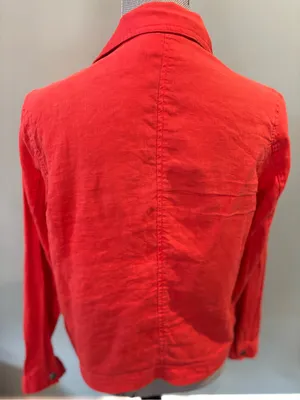 Cynthia Rowley Bright Orange Asymmetrical Zip Leather Jacket thumbnail 4