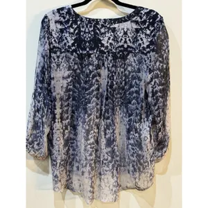 Gypsy 05 Global Village Women Silk Overlay Blouse‎ Flowy Top Size Large thumbnail 3