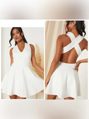 Lulus Going Steady White Backless Strappy Skater Dress small thumbnail 2