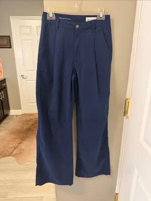 AG Adriano Goldschmied $235 Jules Pleated Wide Leg Chino Pants in after midnight blue 26 thumbnail 4