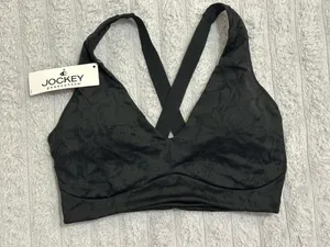 Jockey Black Seamless Floral-Texture Sports Bra thumbnail 1