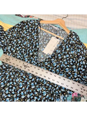 Zara NWT $70 Woman’s XL floral Ruffle hem midi dress flowered Open Neck thumbnail 9