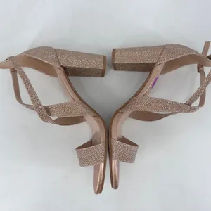 NWOT Rampage Women Rose Gold Glitter Block Heel Sandals Size‎ 8.5 thumbnail 3