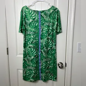 NWOT Top It Off women’s green leafy blue ribbon‎ decorated pocket tshirt dress M thumbnail 5