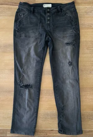 Free People Black Boyfriend Jeans 6 thumbnail 1