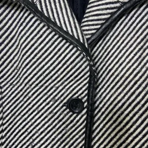 Jones New York women’s black white striped single button‎ lined wool blend coat thumbnail 3